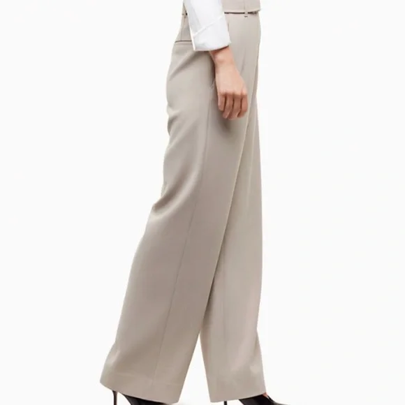 Aritzia Taupe High-Rise Belted Pants - Picture 4 of 12